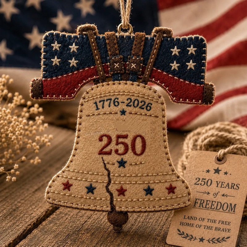 USA 250 Years Vintage Felt Commemorative Ornament