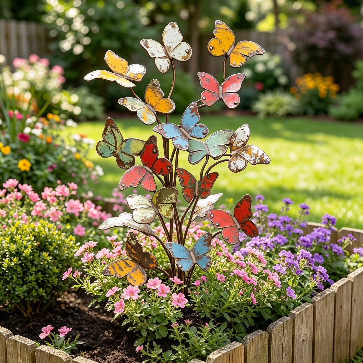 🦋 3D Multicolored Metal Butterfly Garden Stake