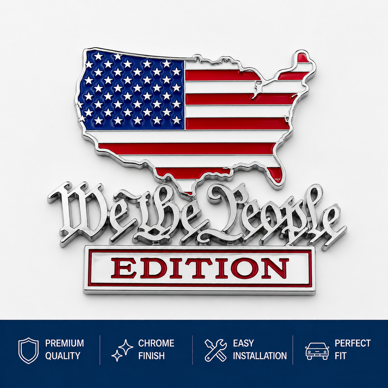Patriot Flag Edition Metal Car Emblem Badge
