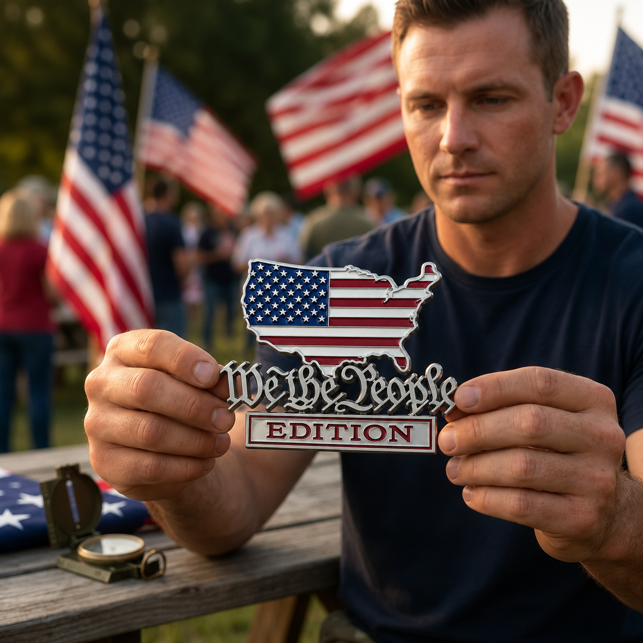 Patriot Flag Edition Metal Car Emblem Badge