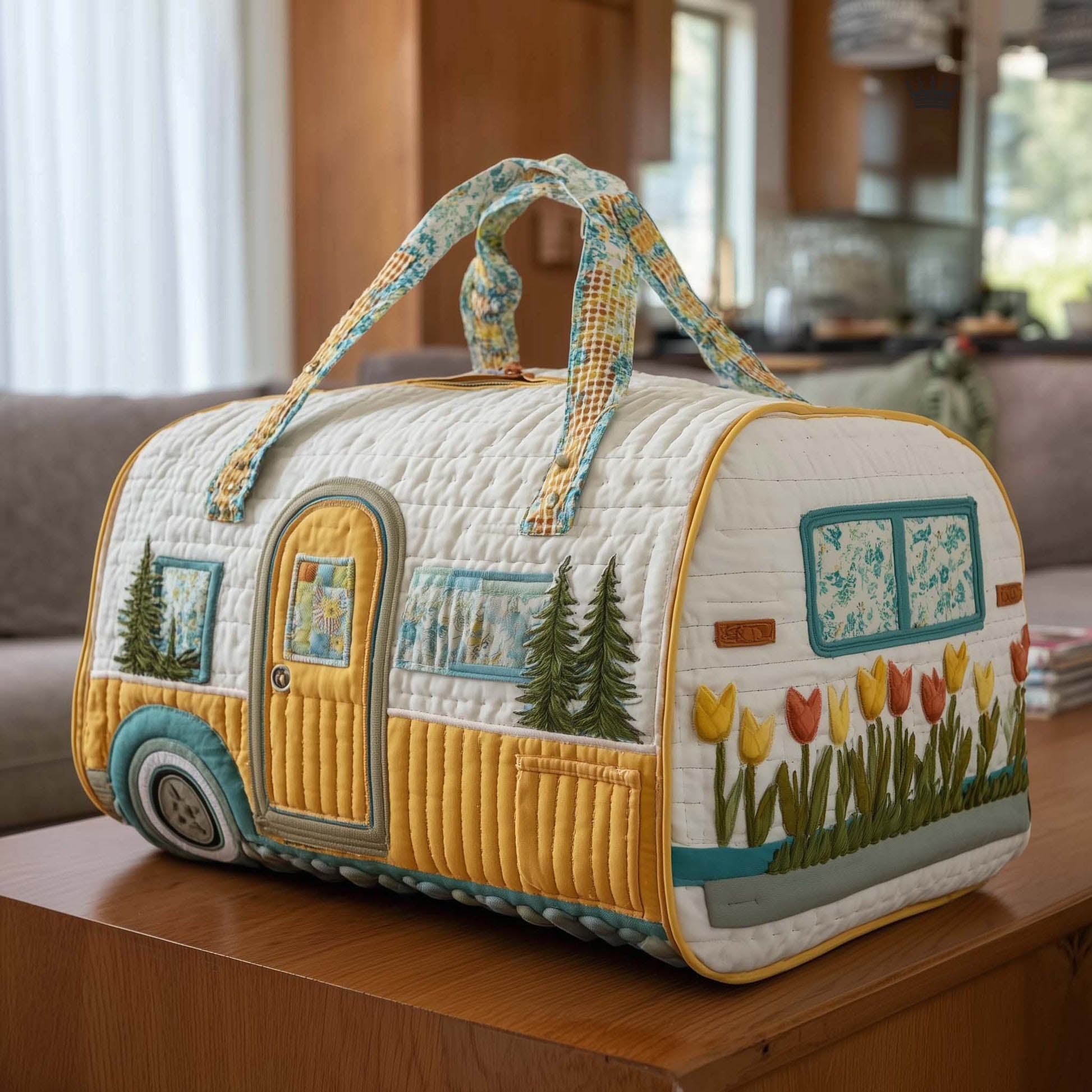 🔥LAST DAY 50% OFF✨🚐 Vintage Camper Quilted Duffle Bag – Whimsical Retro Travel Companion