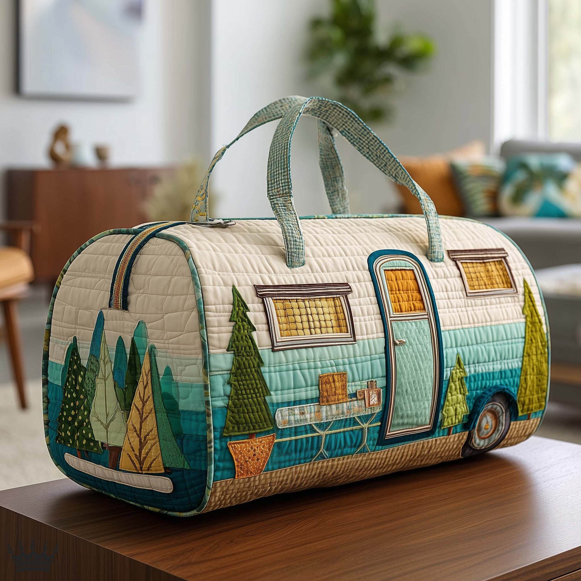 🔥LAST DAY 50% OFF✨🚐 Vintage Camper Quilted Duffle Bag – Whimsical Retro Travel Companion