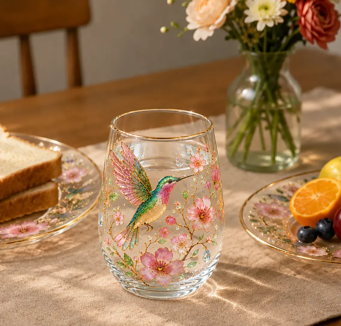 Hummingbird Morning Bliss Glass Tea Cup☕
