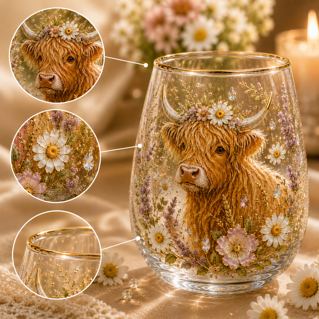 ☕🌸Hummingbird Flora Glass Cup