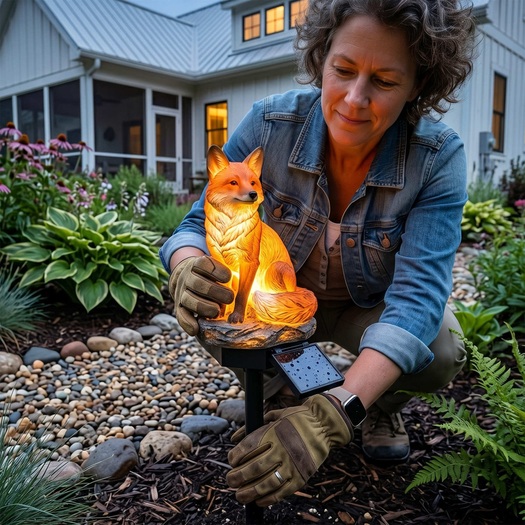 Red Fox Waterproof Solar Powered Garden Landscape Stake Light