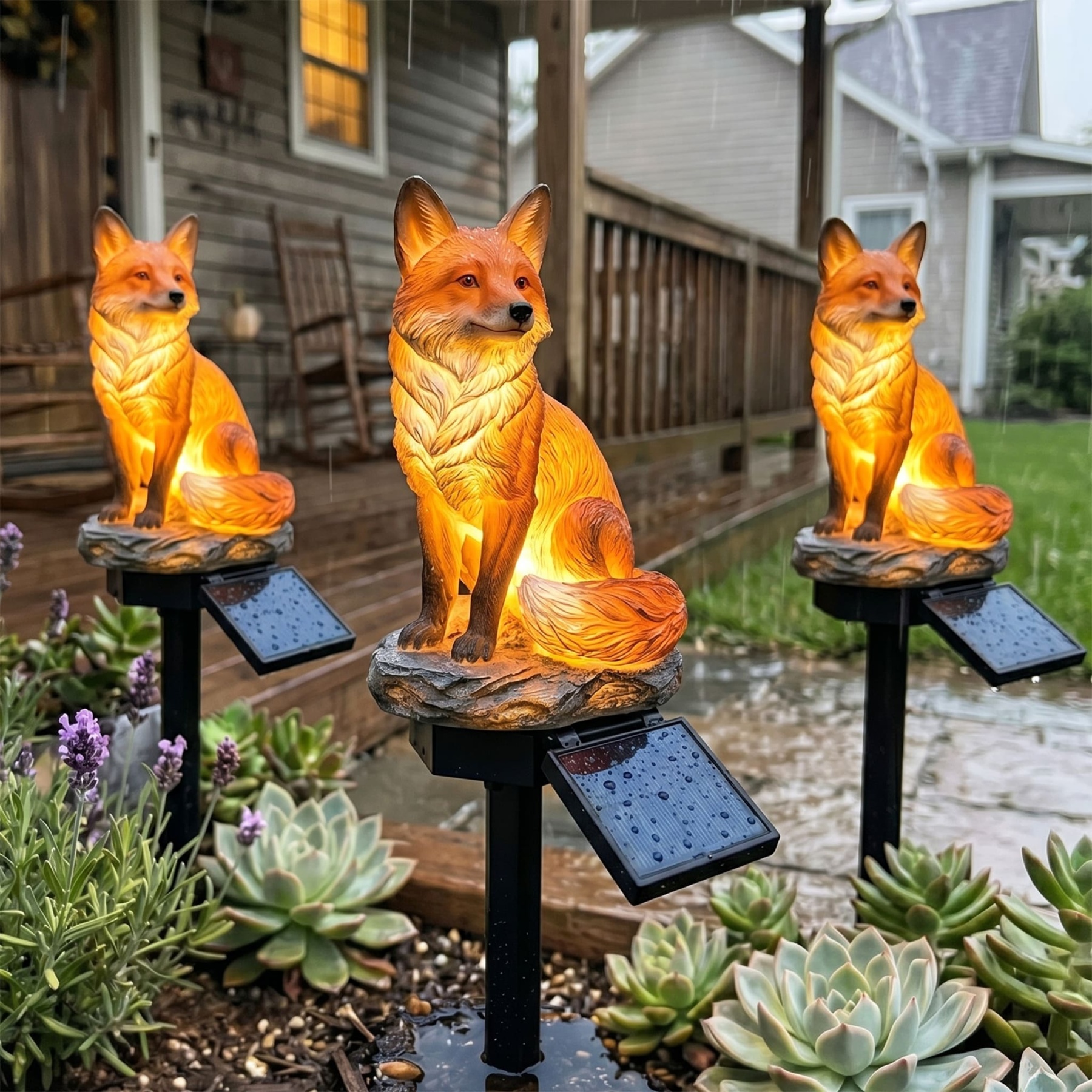 Red Fox Waterproof Solar Powered Garden Landscape Stake Light