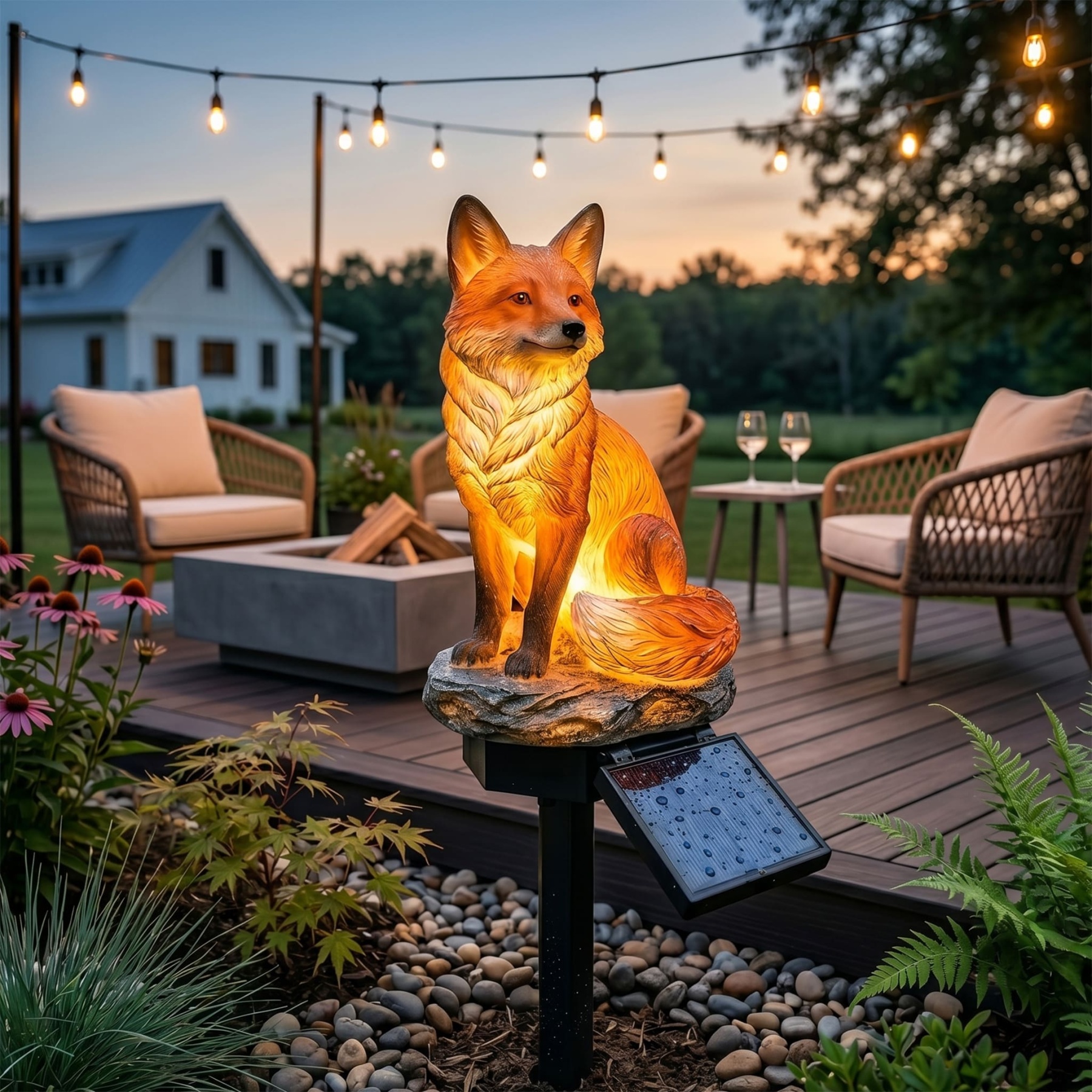 Red Fox Waterproof Solar Powered Garden Landscape Stake Light