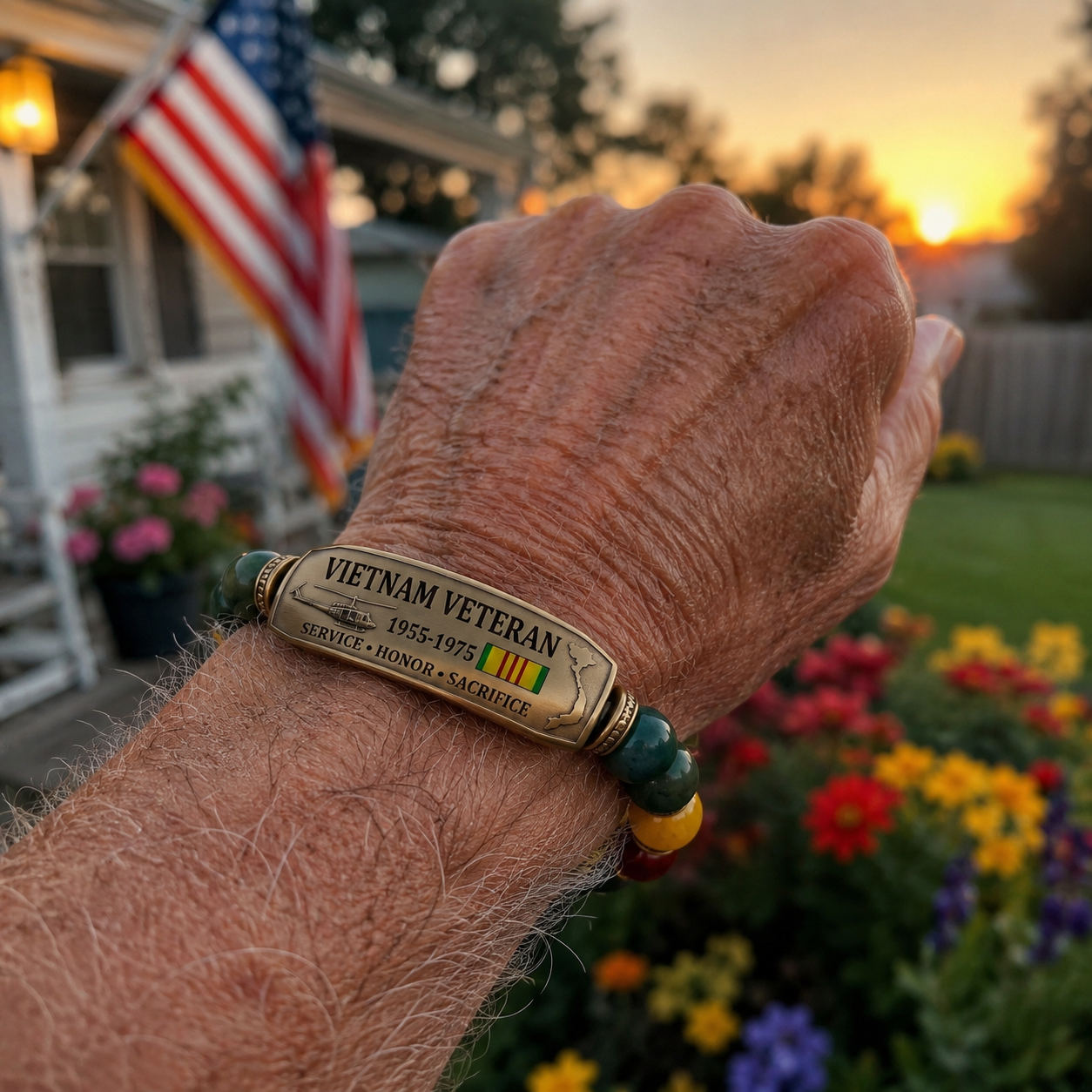 🎖️Vietnam Veteran Tribute Beaded Bracelet with Giftbox