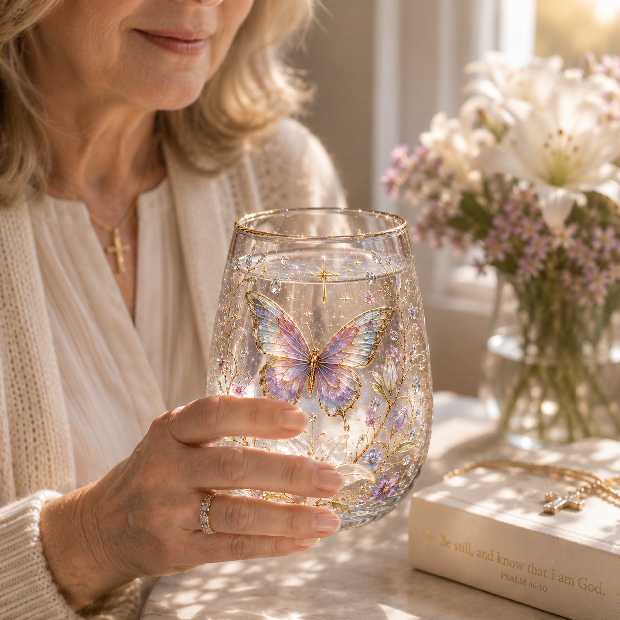 🕊️ Butterfly Of Faith Glass Cup Faith • Hope • Love Collection