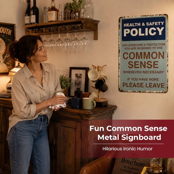 🔥LAST DAY 50% OFF - 😂🤘Sarcastic "Common Sense Policy" Vintage Metal Sign