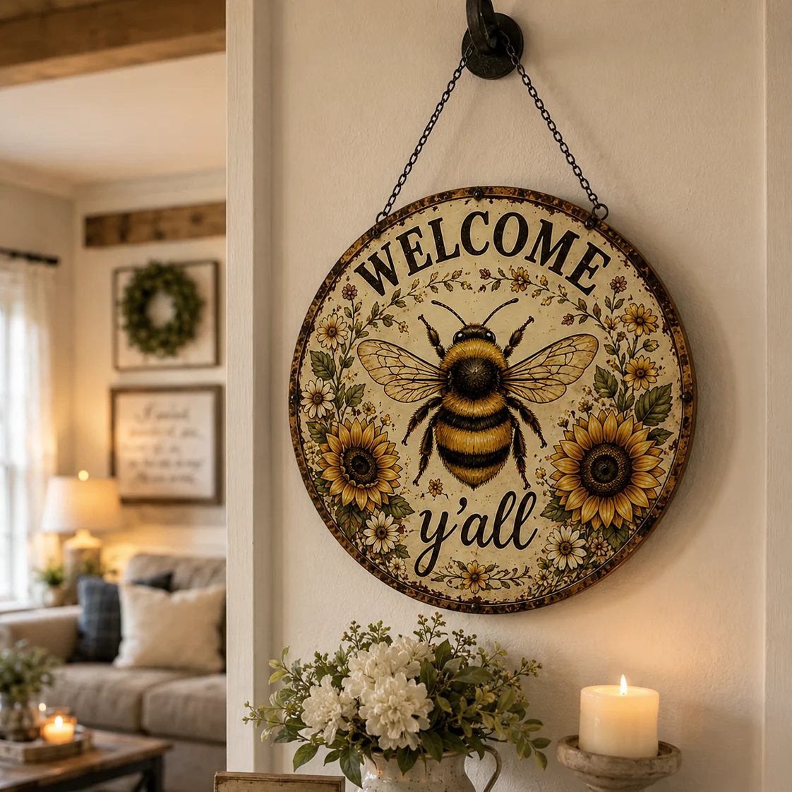 🐝Welcome Y’all Honey Bee Hanging Sign🌻
