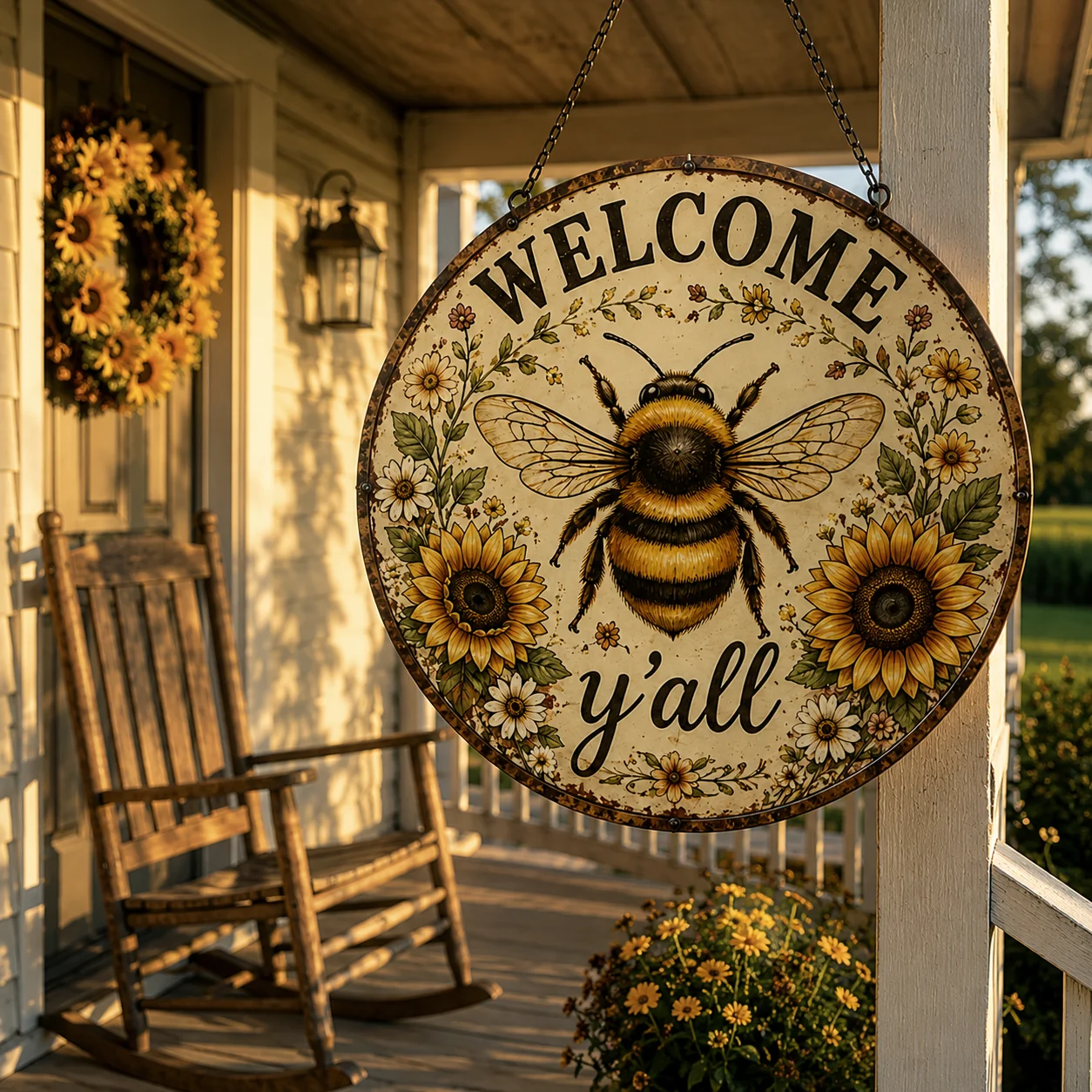 🐝Welcome Y’all Honey Bee Hanging Sign🌻