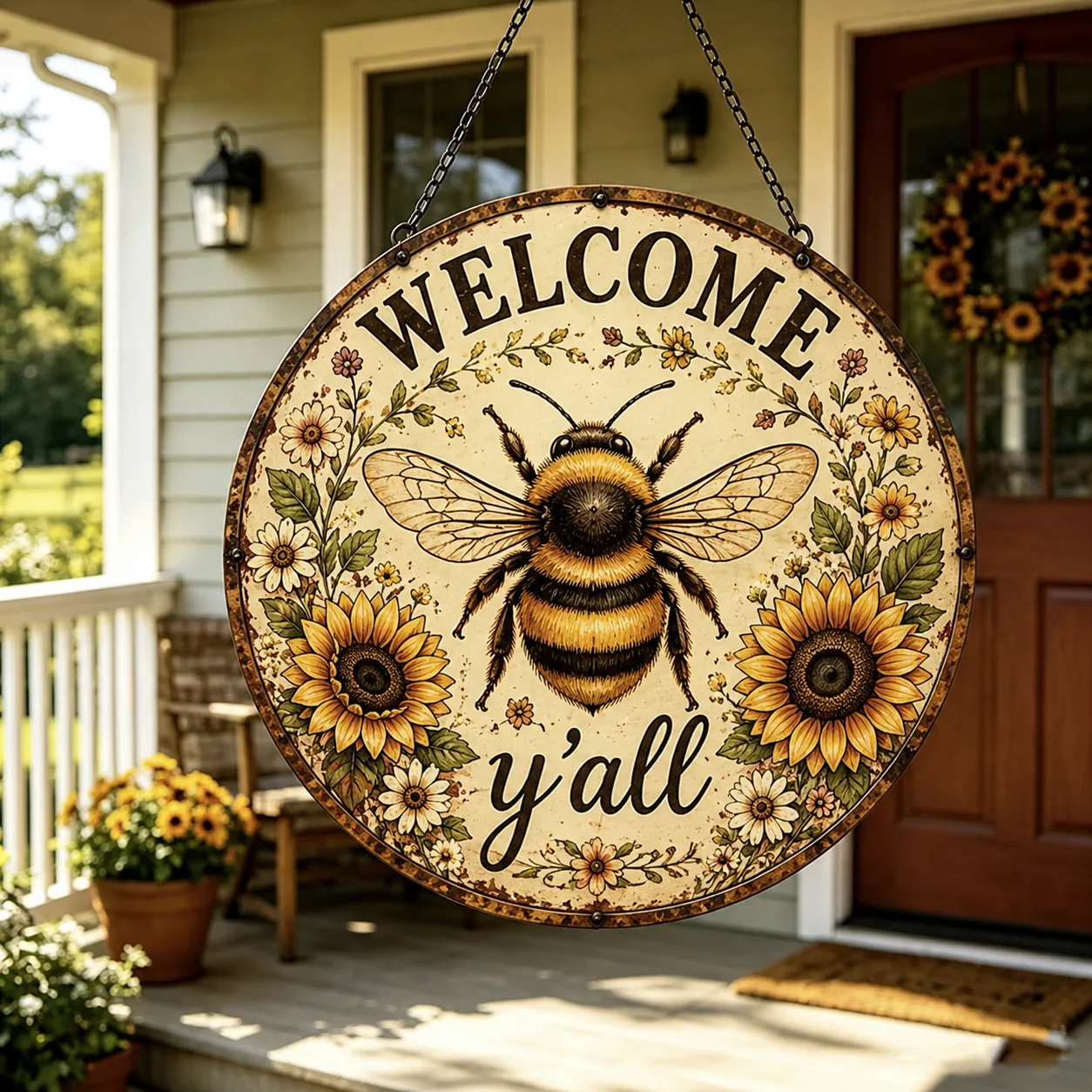 🐝Welcome Y’all Honey Bee Hanging Sign🌻