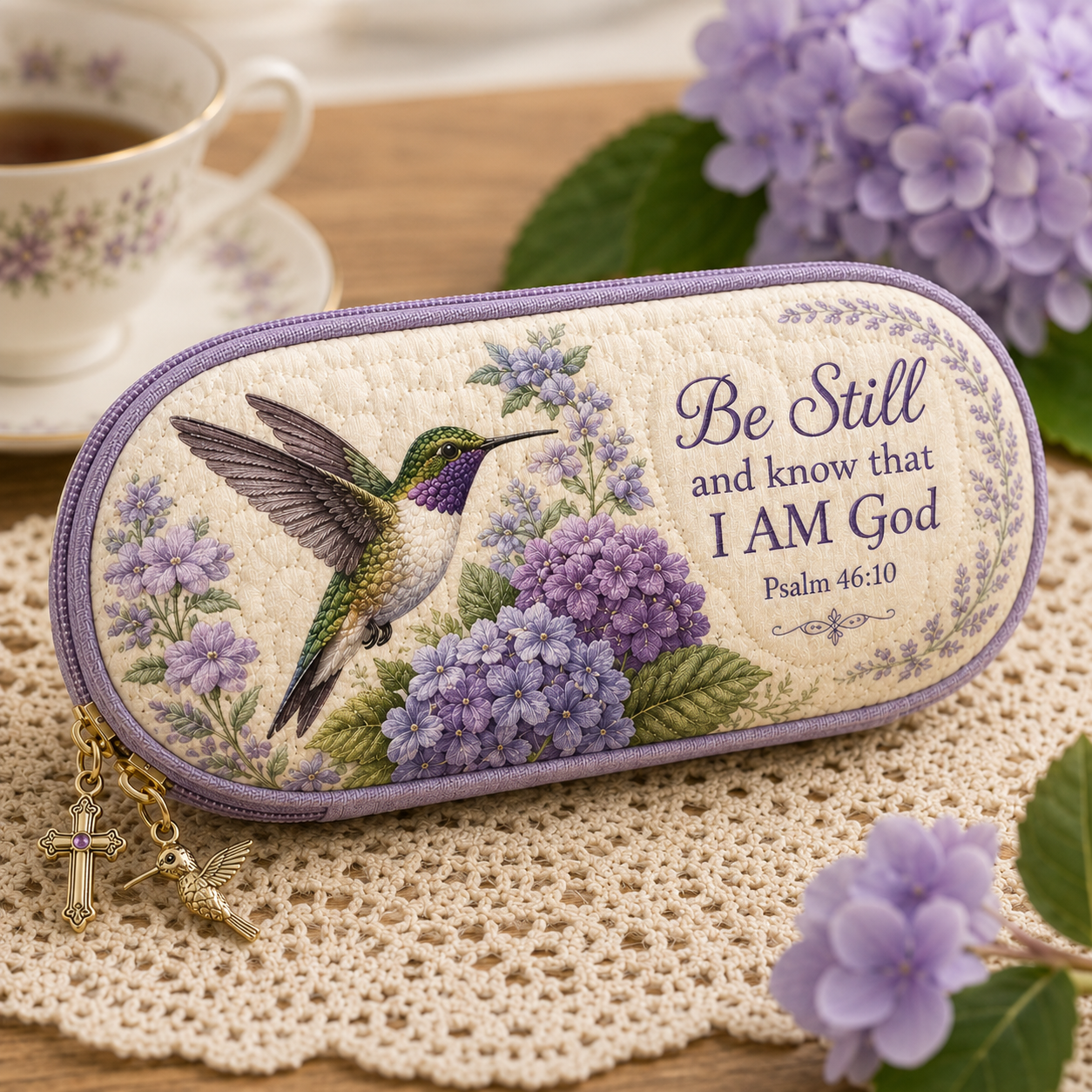 ✝️ Be Still Hummingbird Glasses Case 💜