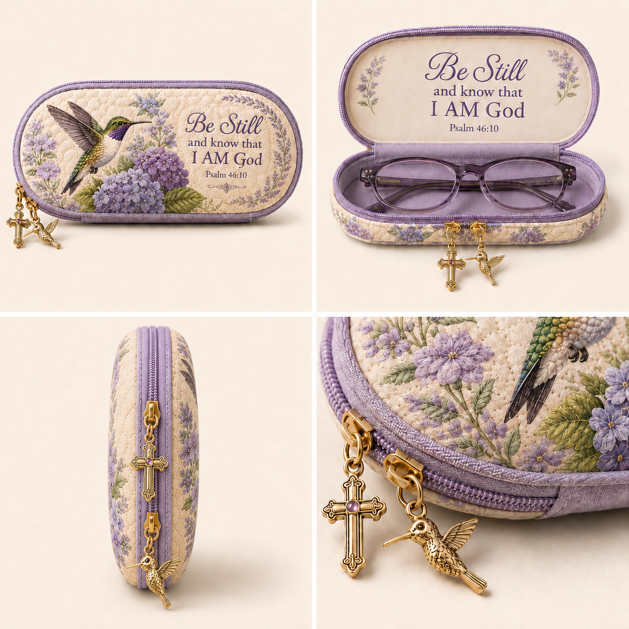 ✝️ Be Still Hummingbird Glasses Case 💜