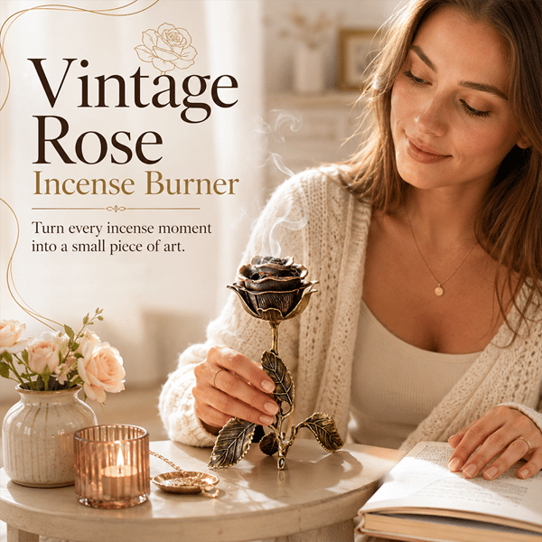 🌹💕 Vintage Rose Incense Burner – A Thoughtful Gift for Meditation & Relaxation Lovers ✨🕯️