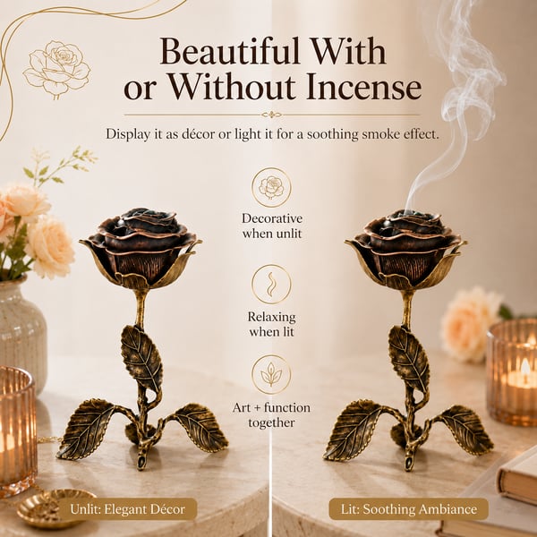 🌹💕 Vintage Rose Incense Burner – A Thoughtful Gift for Meditation & Relaxation Lovers ✨🕯️