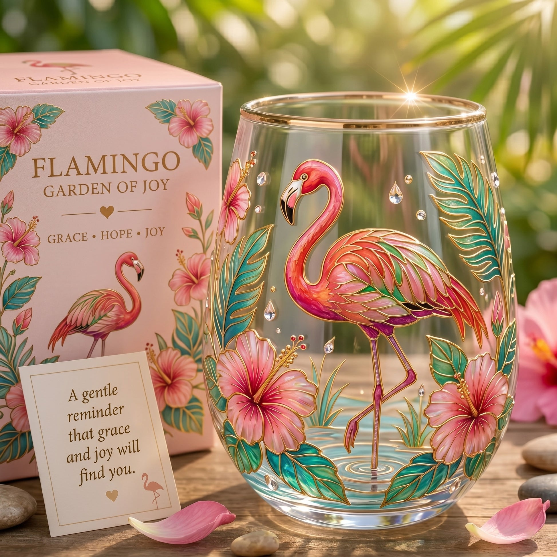 🦩Flamingo Garden of Joy Glass Cup