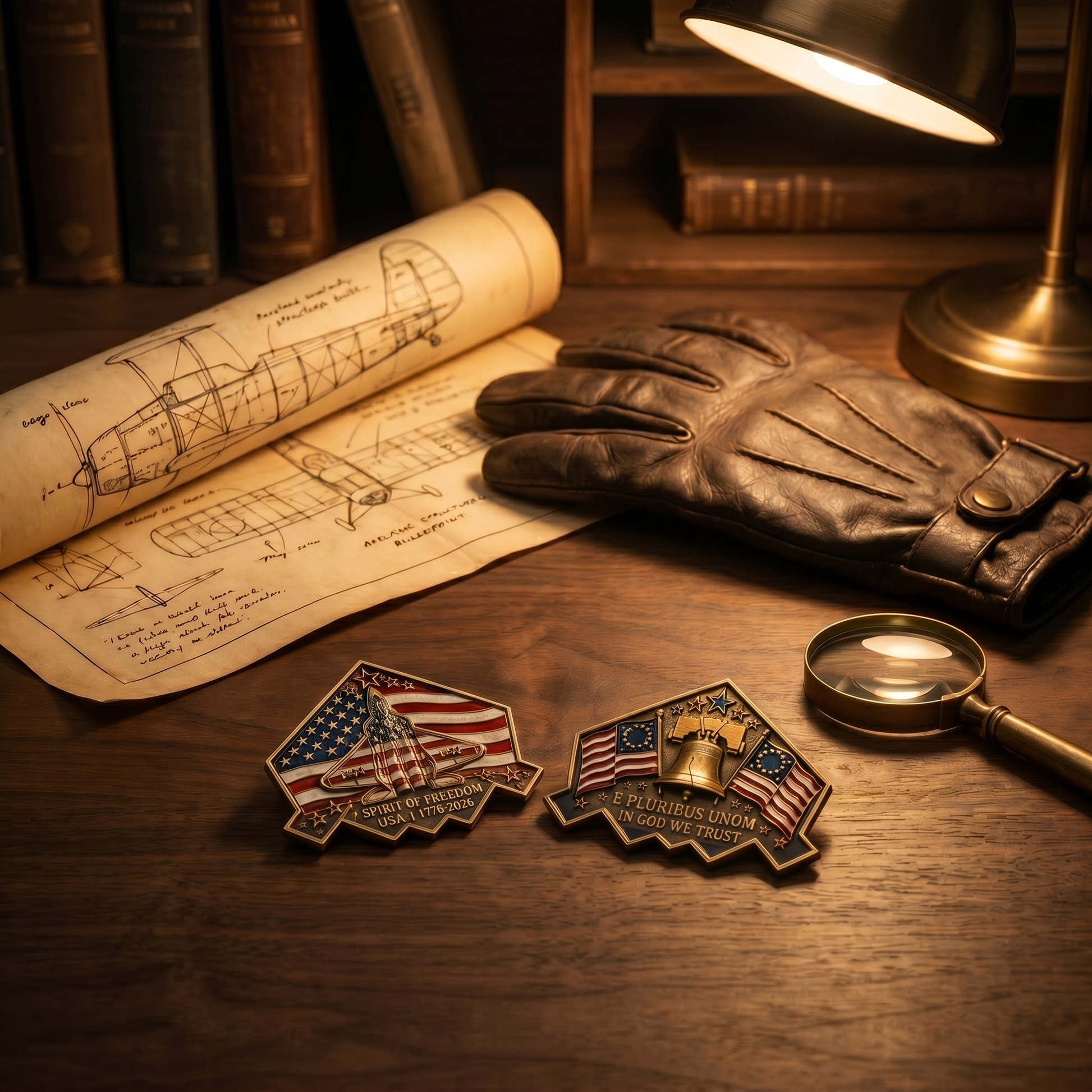 Spirit of ’76 B-2 Stealth Bomber Challenge Coin – 250th Anniversary Patriotic Collectible