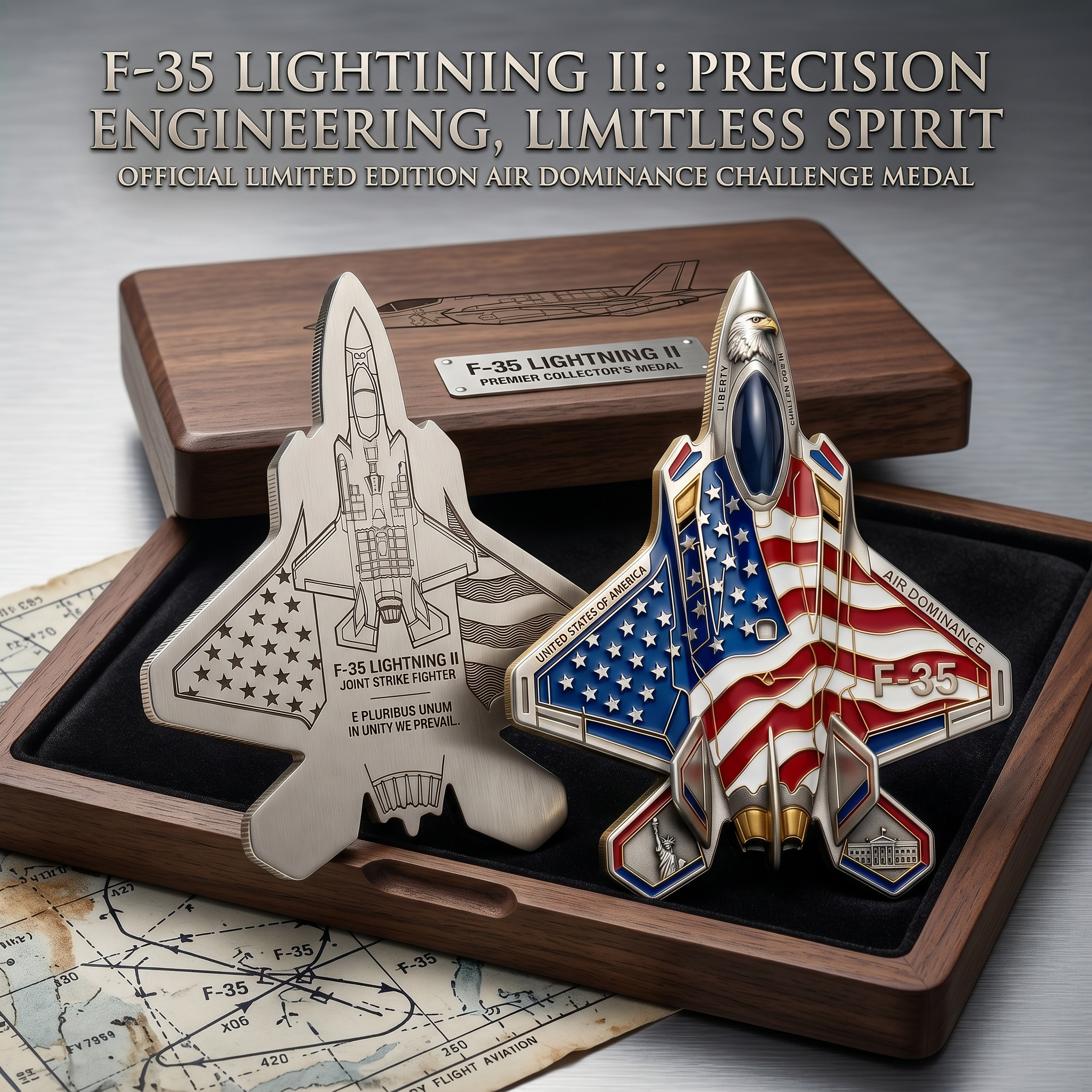 ✈️F-35 Lightning II Fighter Alien Commemorative Coin🔥,🌟 US Air Force Military Collection Commemorative Medal, 🌟Metal Relief Enamel Craft, Military Fans Gift🎁