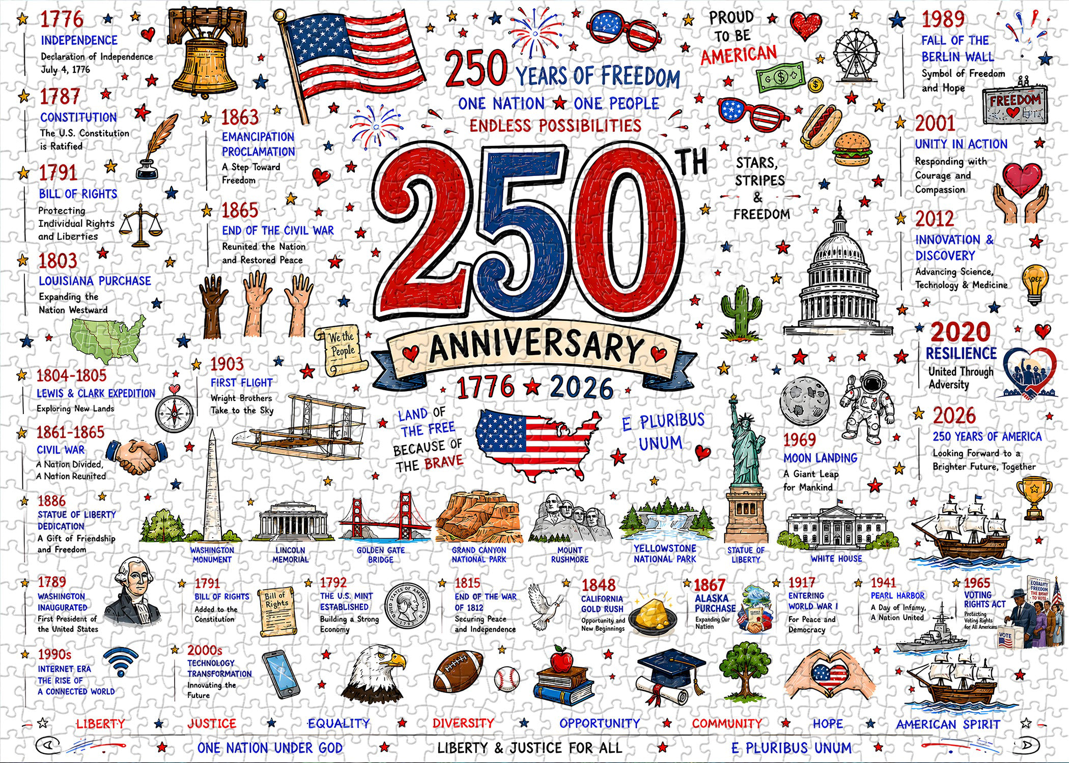 🧩🦅Patriotic America Jigsaw Puzzle - 1000 Pieces