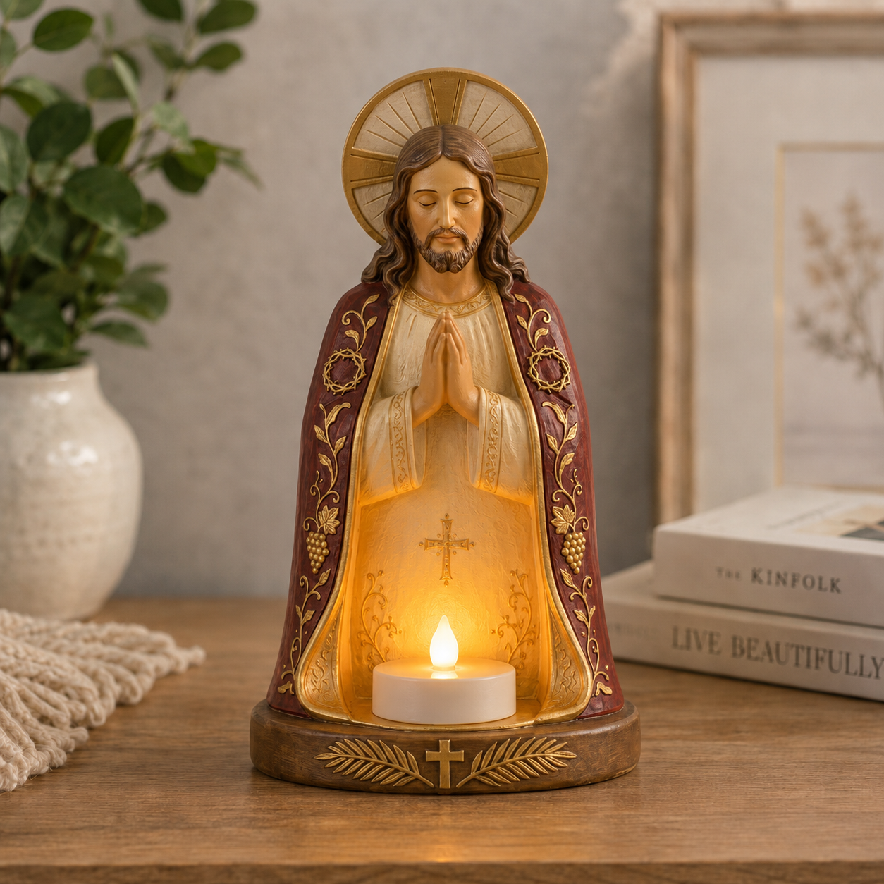 Jesus Candle Holder Statue