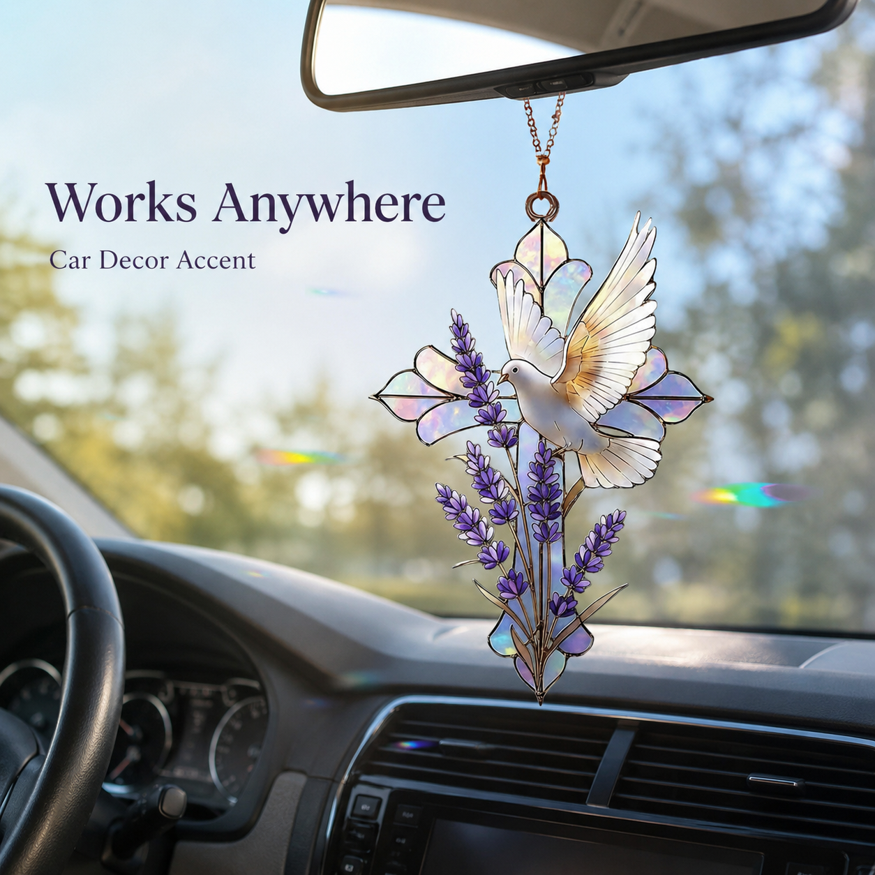 Dove and Lavender Cross Suncatcher