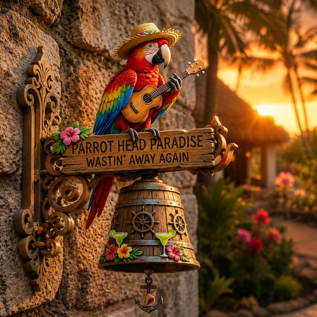 🦜🌊Parrot Head Paradise Wall-Mounted Doorbell
