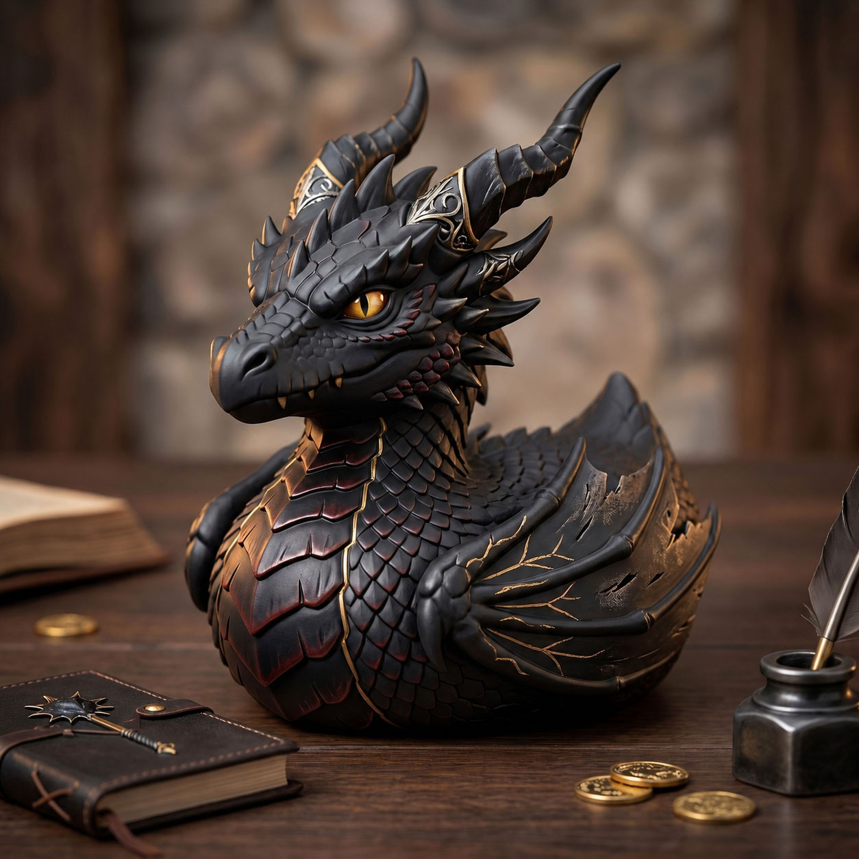Dark Fantasy Dragon Collectible Duck