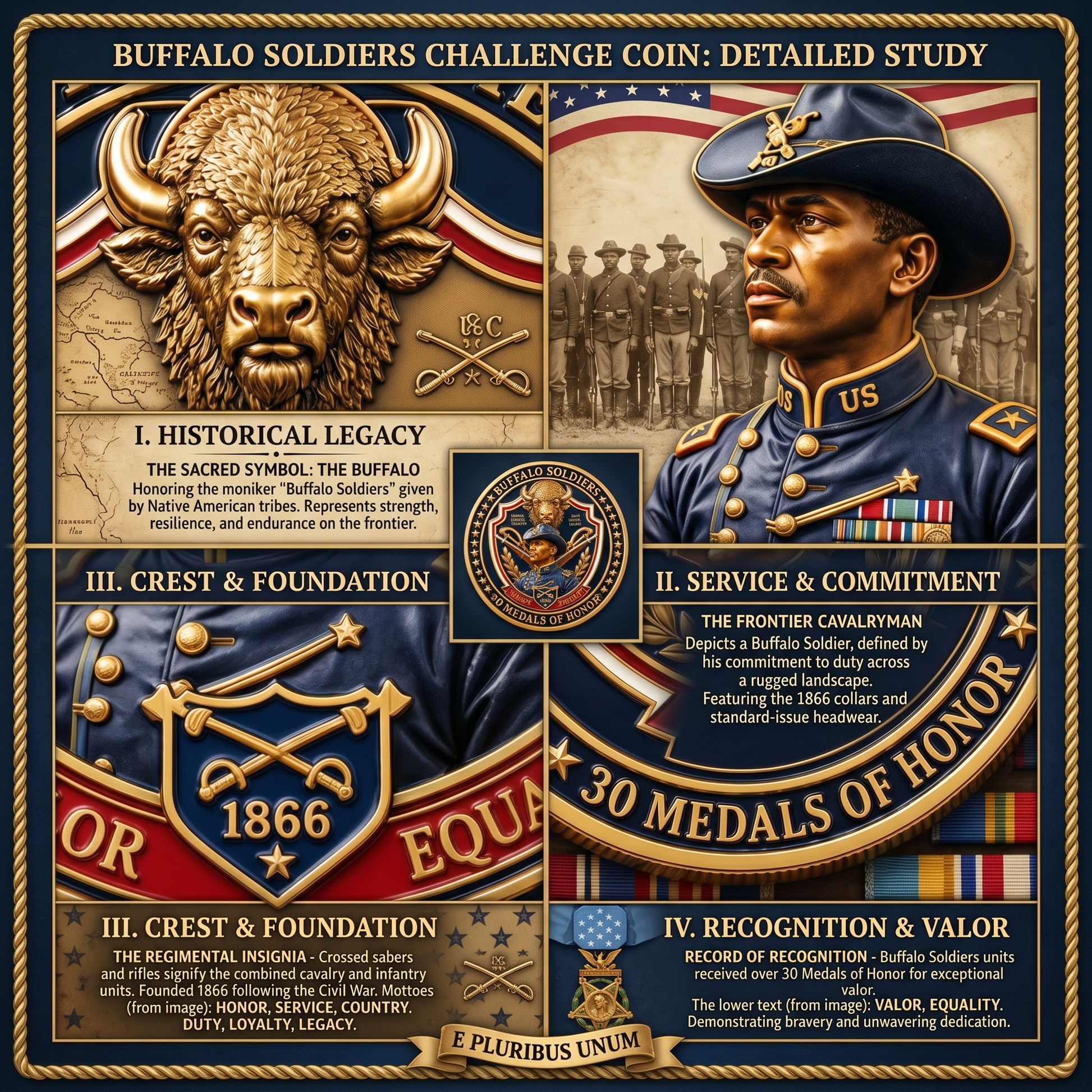 Buffalo Soldiers 1866 Heritage Commemorative Metal Medal