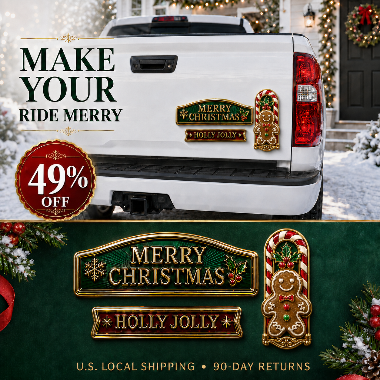 🔥 3-Piece Christmas Car Emblem Metal Badge Set – Multiple Festive Character Styles Available