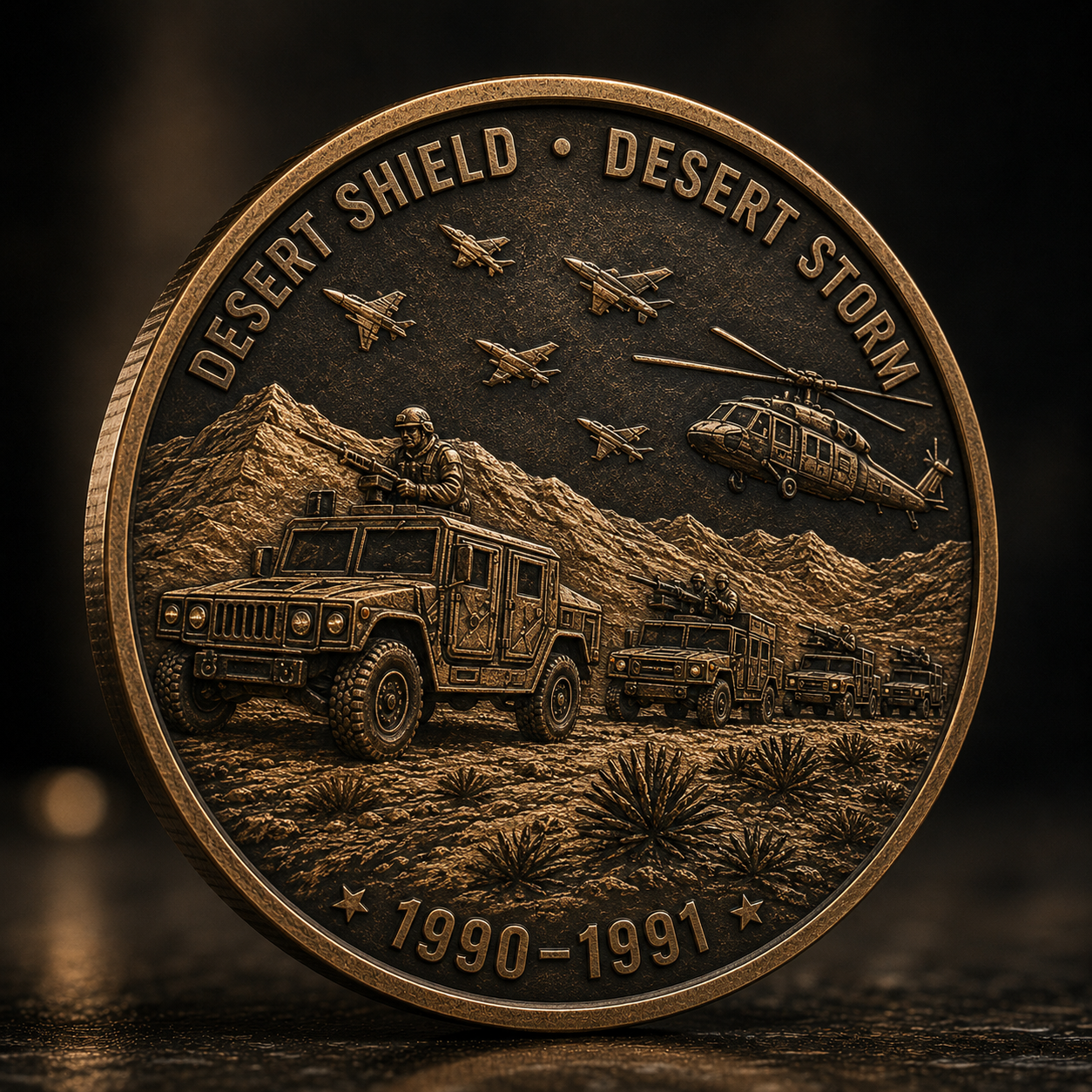 🎖️Gulf War Veteran Challenge Coin – Desert Shield & Desert Storm 1990–1991 Military Collectible