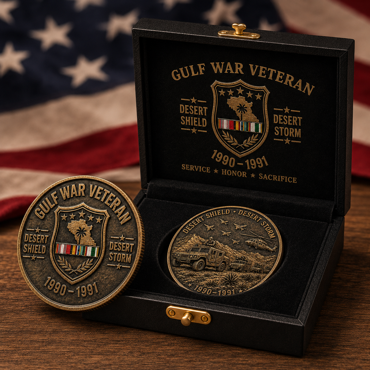 🎖️Gulf War Veteran Challenge Coin – Desert Shield & Desert Storm 1990–1991 Military Collectible