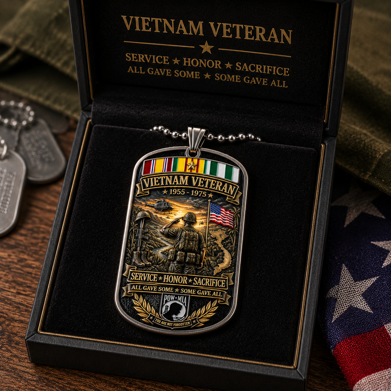🎖️Vietnam Veteran All Gave Some Some Gave All Tribute Dog Tag Necklace