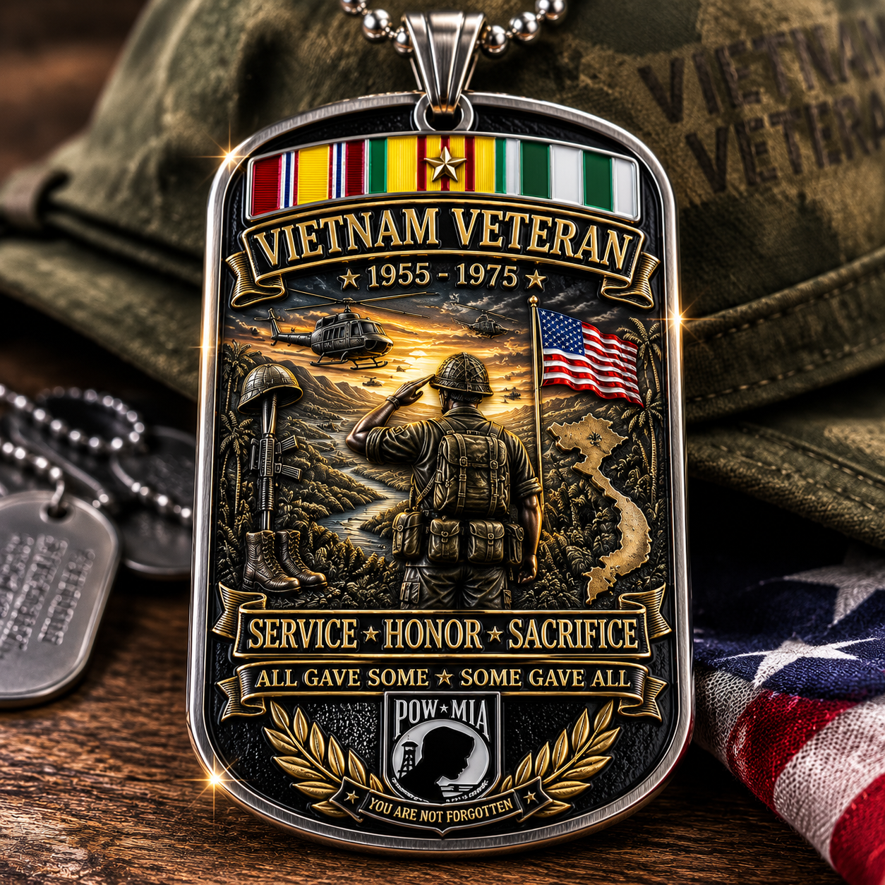🎖️Vietnam Veteran All Gave Some Some Gave All Tribute Dog Tag Necklace
