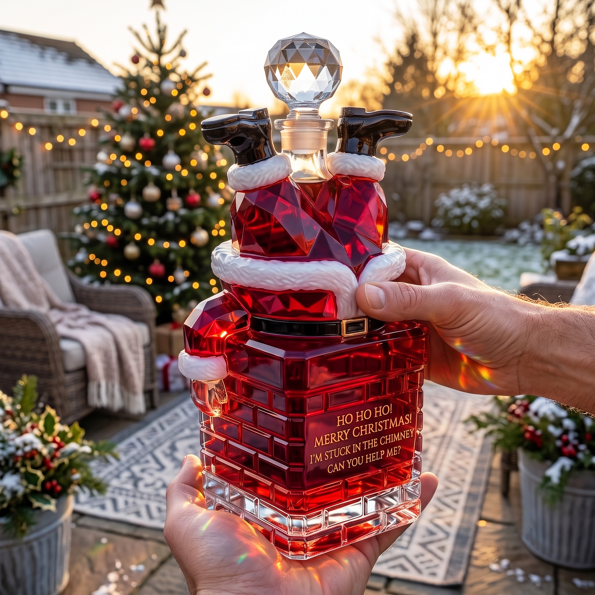 🎅Santa Stuck in the Chimney Whiskey Bottle