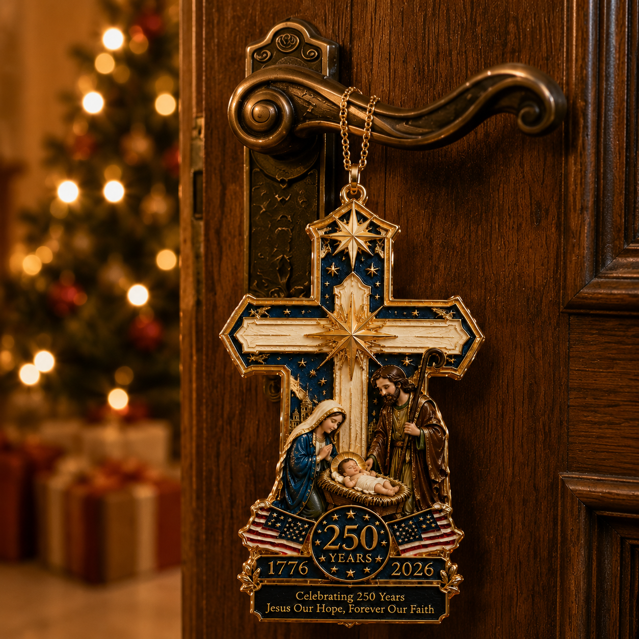 Cross-Shaped Jesus Nativity Christmas Tree Ornament