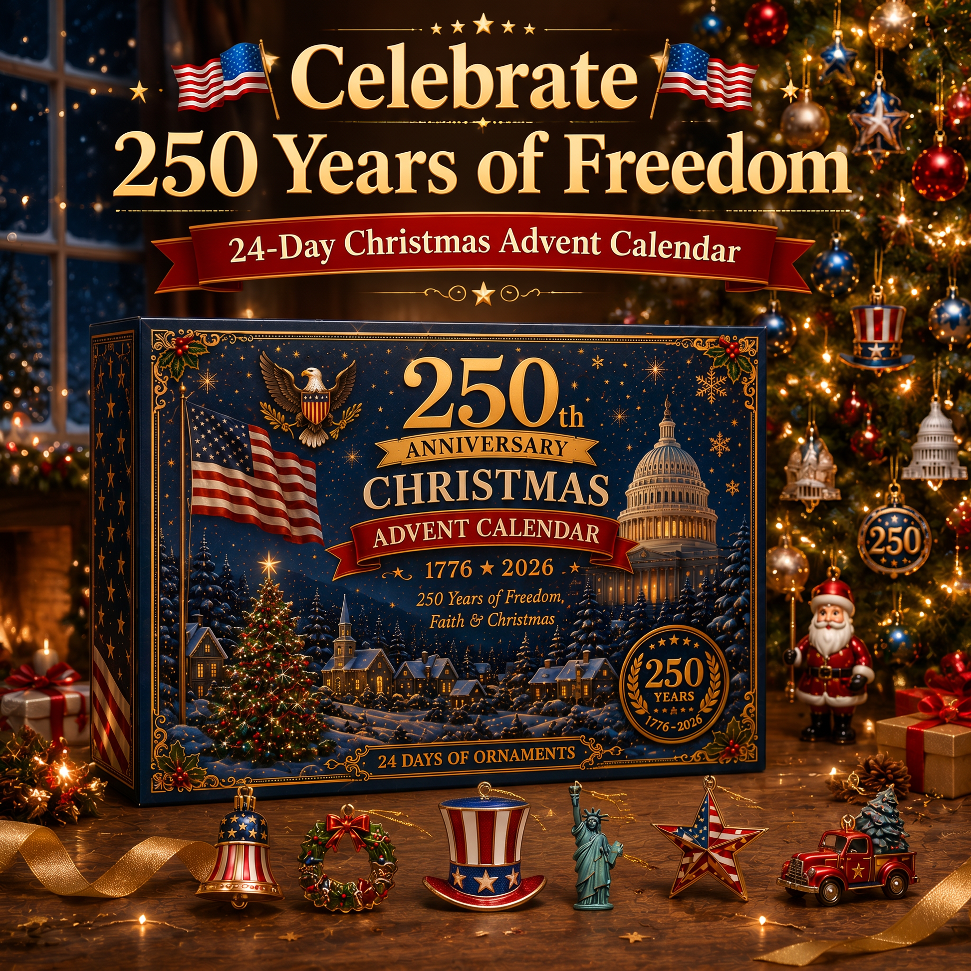 🎄🇺🇸 250th Anniversary Christmas Advent Calendar Ornament Collection