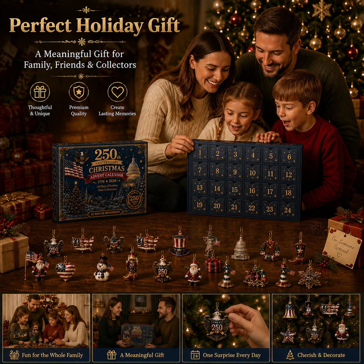 🎄🇺🇸 250th Anniversary Christmas Advent Calendar Ornament Collection