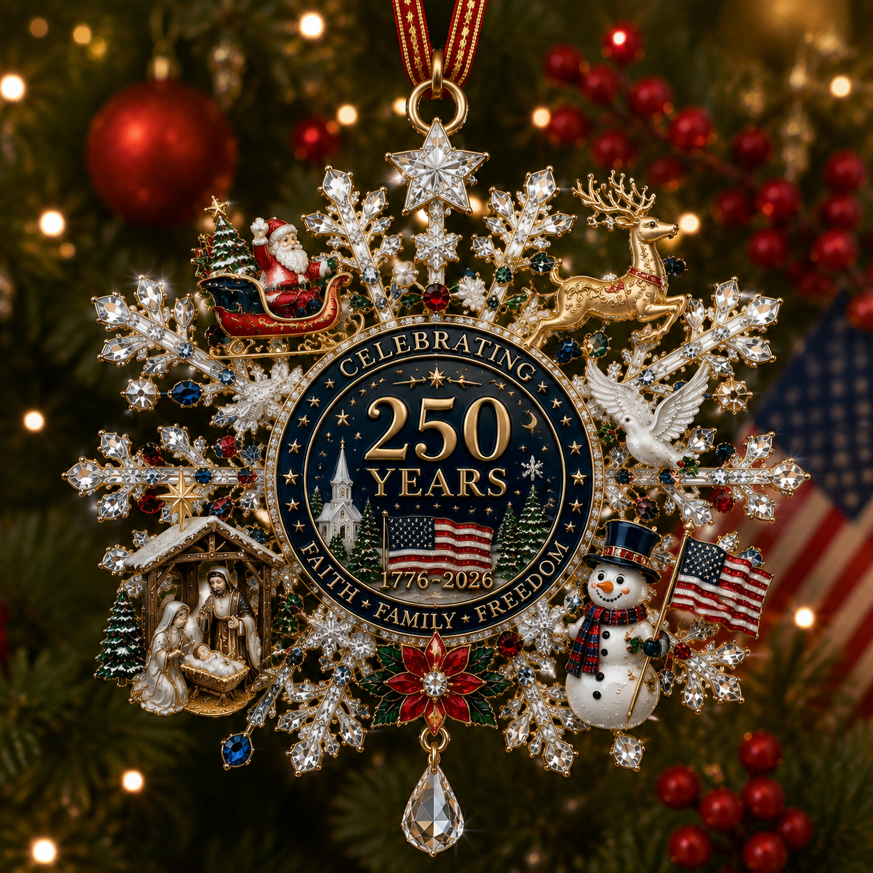 🔥🔥🔥Shimmering Silver Christmas Commemorative Snowflake Ornament