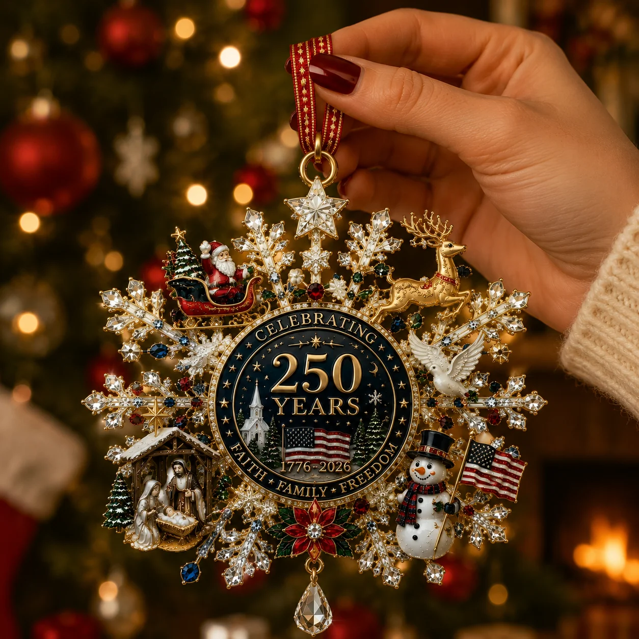 🔥🔥🔥Shimmering Silver Christmas Commemorative Snowflake Ornament