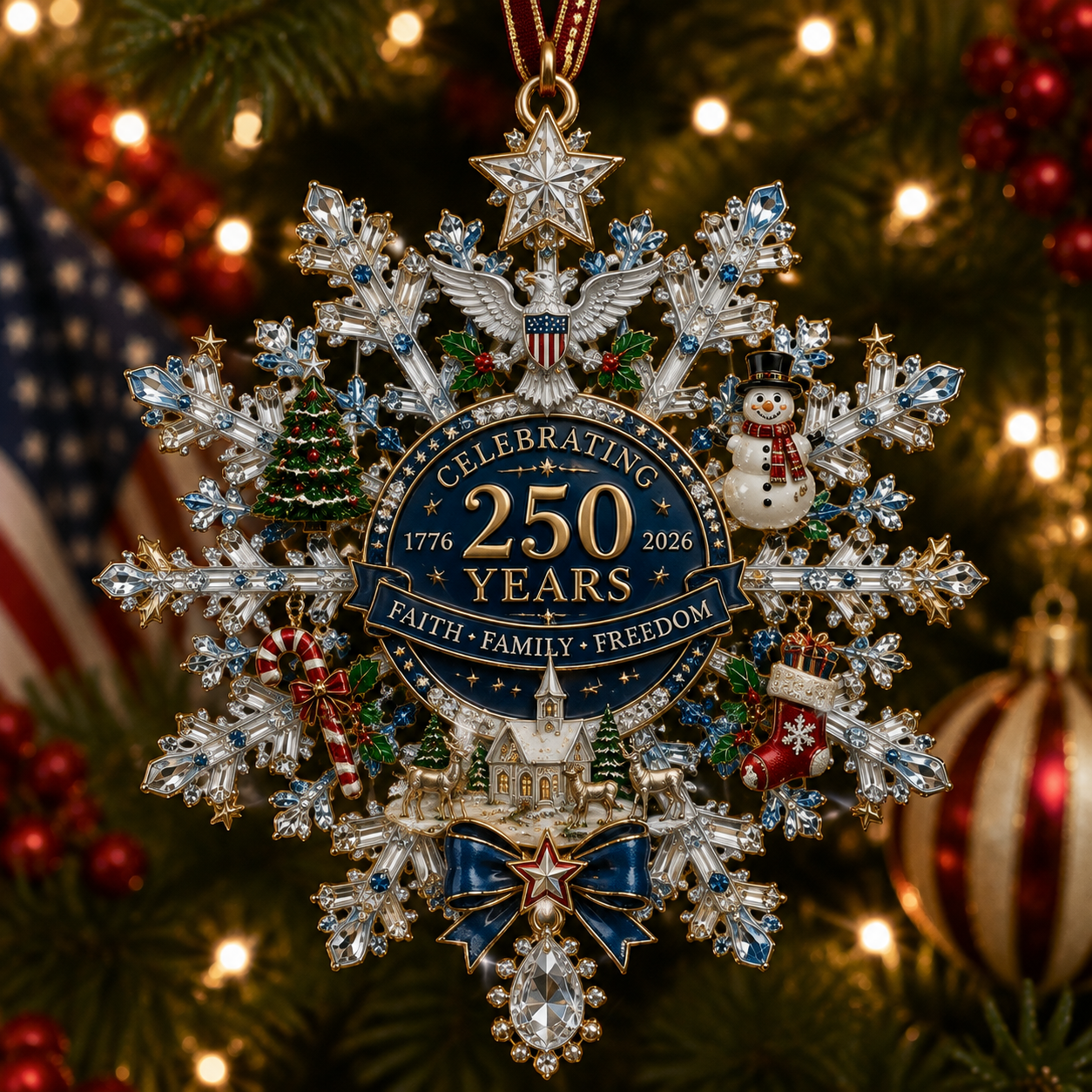 🔥🔥🔥Shimmering Silver Christmas Commemorative Snowflake Ornament