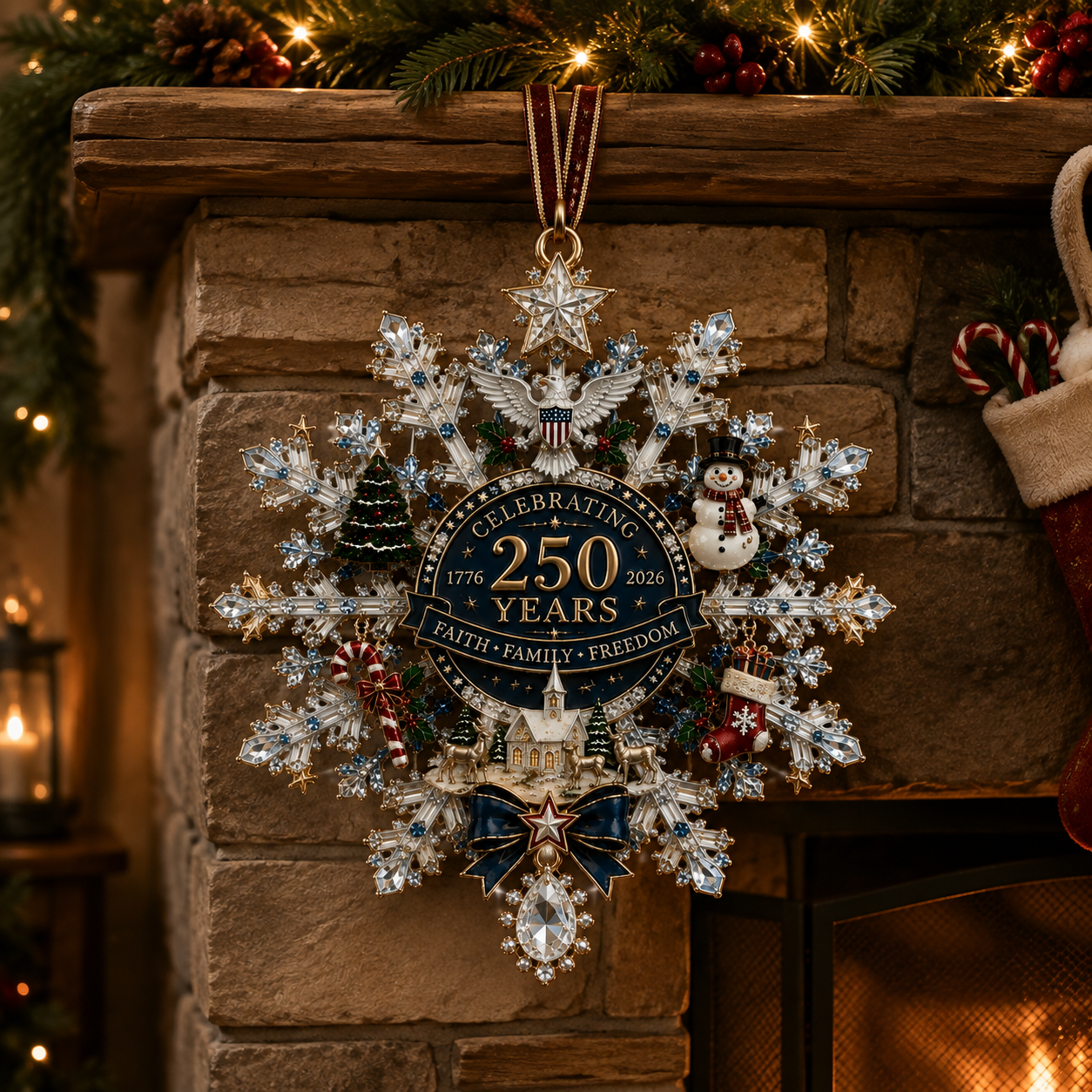🔥🔥🔥Shimmering Silver Christmas Commemorative Snowflake Ornament