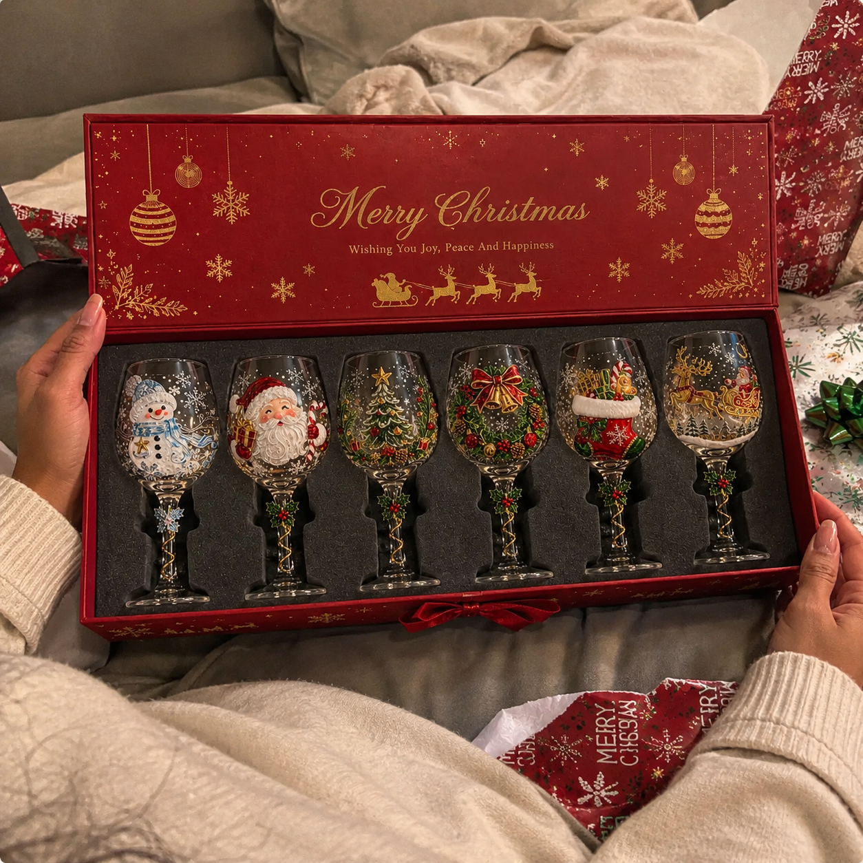 🔥🎁 Christmas Wine Glass Collection Gift Box Set ✨