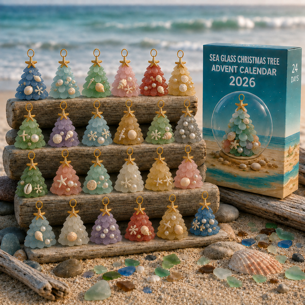 🎄🌊Sea Glass Christmas Tree Ornament Advent Calendar