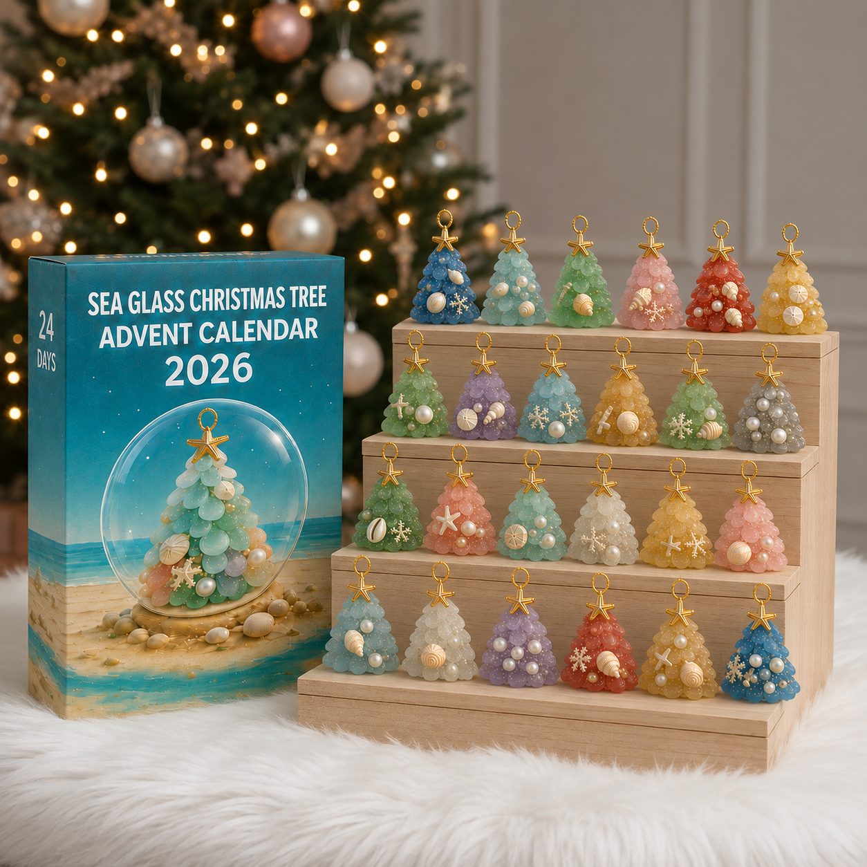 🎄🌊Sea Glass Christmas Tree Ornament Advent Calendar