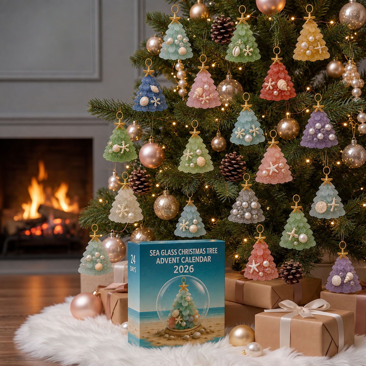 🎄🌊Sea Glass Christmas Tree Ornament Advent Calendar
