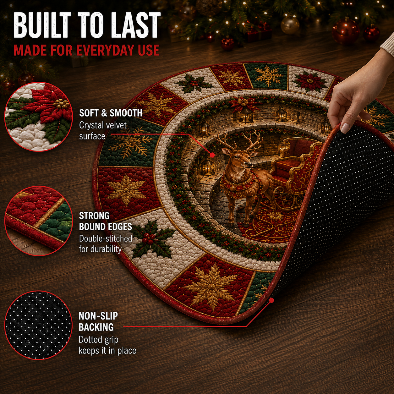🎄 Christmas 3D Optical Illusion Rug – Festive Holiday Magic for Your Home