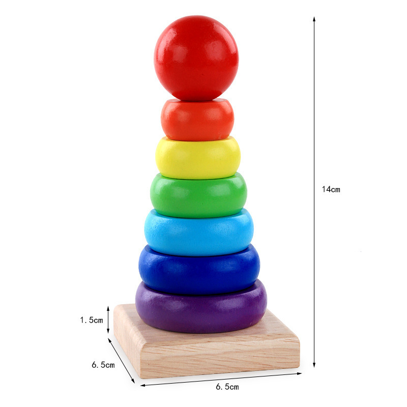 Wooden Rainbow Tower Stacking