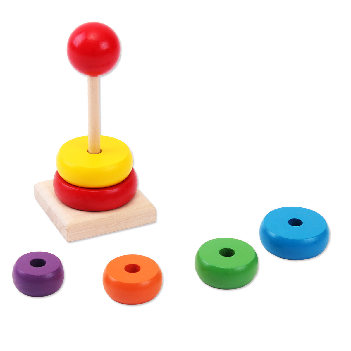 Wooden Rainbow Tower Stacking